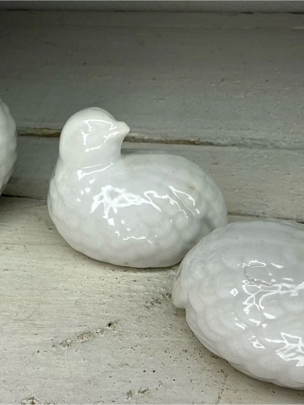 VTG Set of 4 Napcoware White Quail Figurines C9323 Import Japan Ceramic Birds